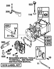 Cylinder Assembly Diagram and Parts List for PS418 (11A-702A100) (1997) Cub Cadet Engine